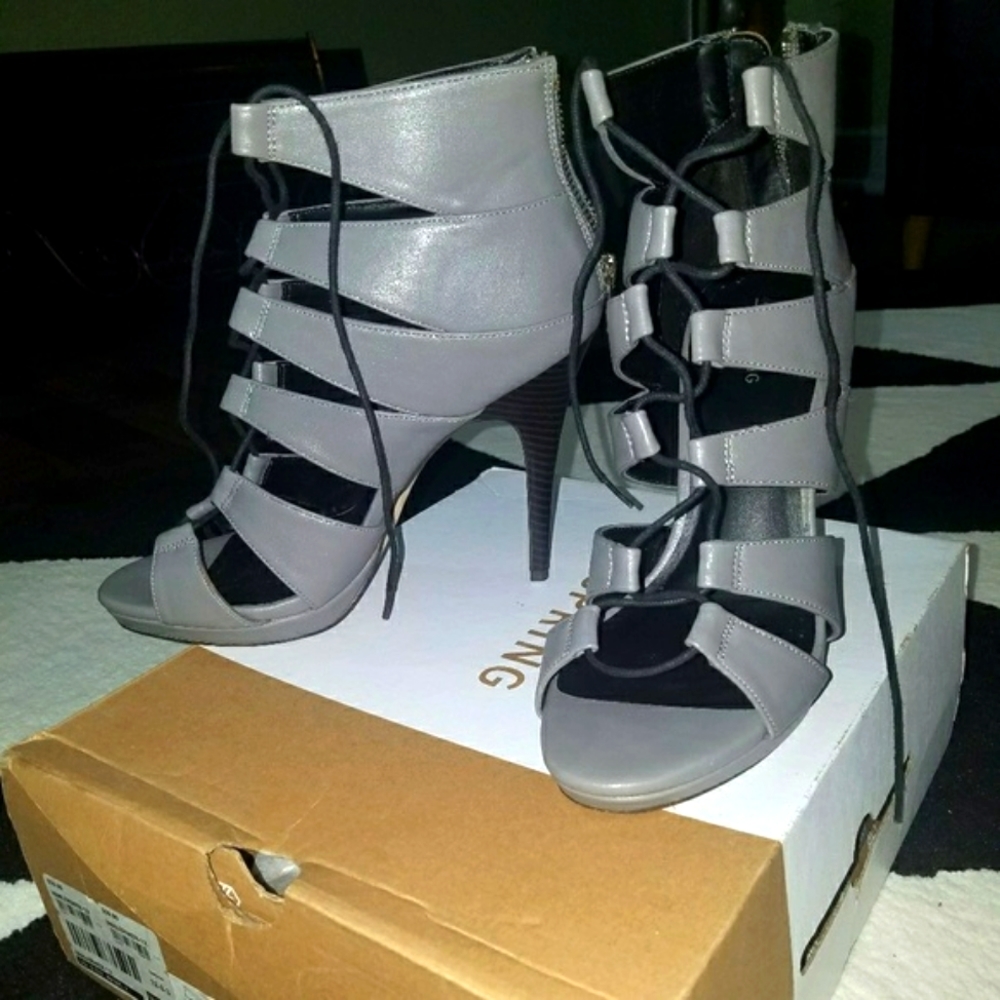 Gray Lace Up Booties